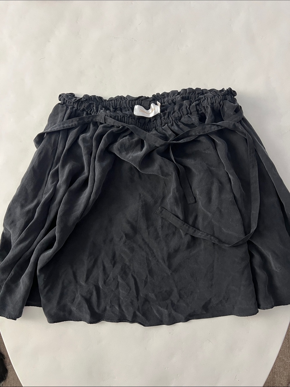 ZIMMERMAN 100% SILK BLACK FLUTTER MINI SKIRT 2 / MEDIUM